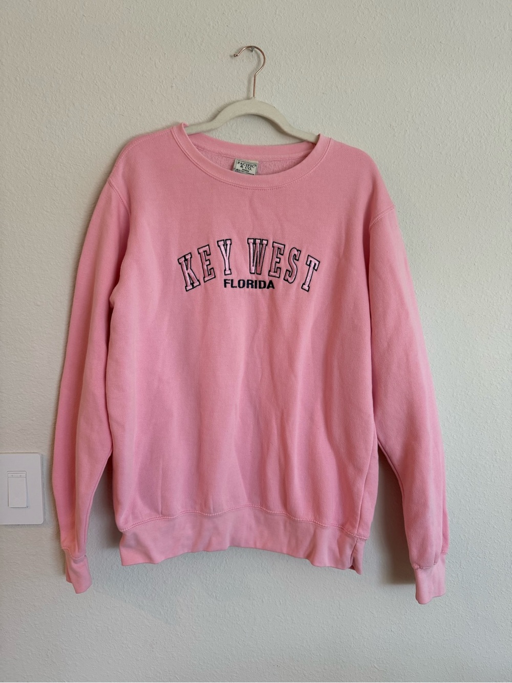 Pacific & Co. Key West Florida Embroidered Crewneck Sweatshirt - Pink